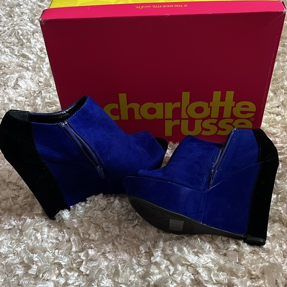 Charlotte Russe size 8 suede black and blue opened toe booties - Picture 6 of 6